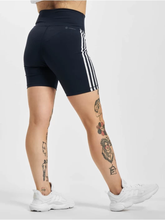 Adidas Originals Damen Shorts Training Essentials 3 Stripes High Waisted In Blau 4 Adidas Originals Damen Shorts Training Essentials 3 Stripes High Waisted In Blau – Bild 2