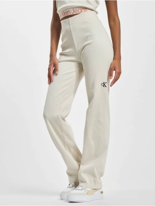 Calvin Klein Damen Legging Rib In Beige 3 Calvin Klein Damen Legging Rib In Beige