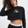 Calvin Klein Damen Longsleeve Archival Monologo In Schwarz