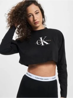 Calvin Klein Damen Longsleeve Archival Monologo In Schwarz