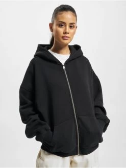 DEF Damen Zip Hoodie Oversized In Schwarz