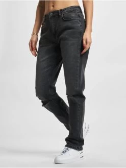 Denim Project Damen Straight Fit Jeans Dpwboyfriend Destroyed Straight Fit In Schwarz