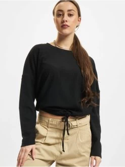 Damen Longsleeve Structure In Schwarz