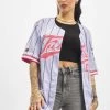 FUBU Damen Hemd Pinstripe Baseball Jersey In Violet