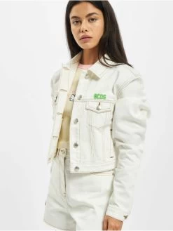 GCDS Damen Jeansjacken Plain In Weiß