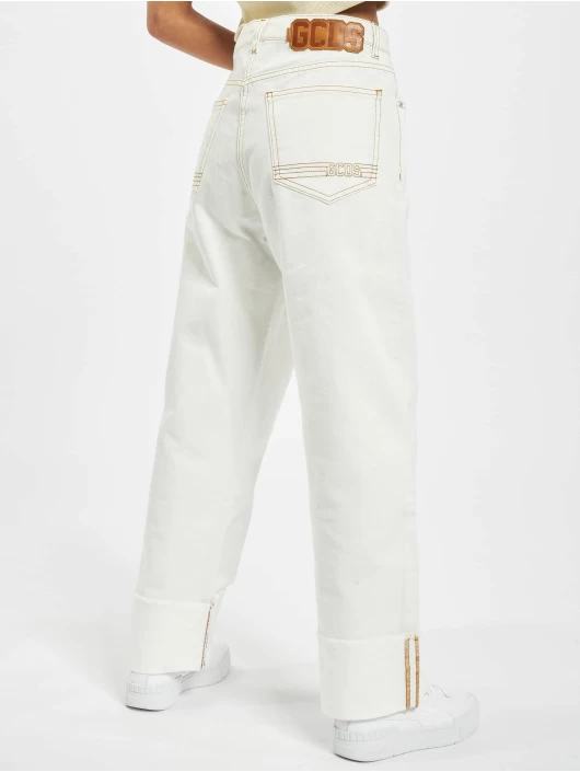 GCDS Damen Straight Fit Jeans Plain In Weiß 4 GCDS Damen Straight Fit Jeans Plain In Weiß – Bild 2