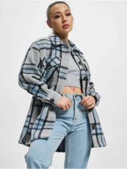 ONLY Damen Mantel Allison Check Shacket In Grau