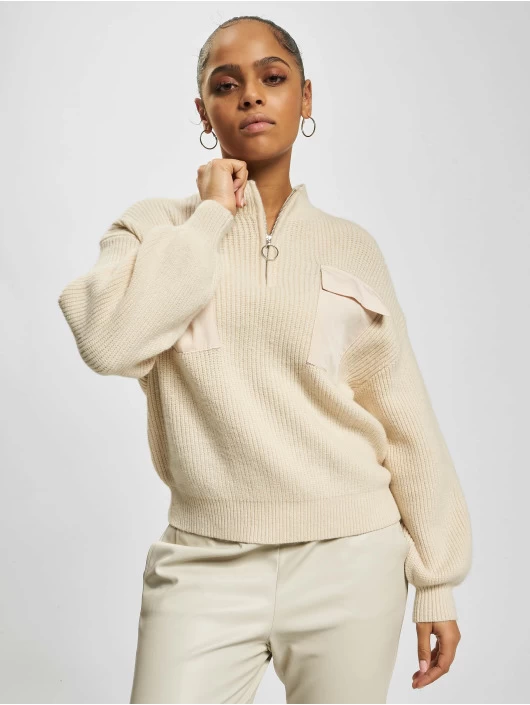 ONLY Damen Pullover Petra Zip Highneck In Beige 3 ONLY Damen Pullover Petra Zip Highneck In Beige