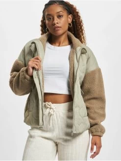 ONLY Damen Winterjacke Thale Teddy Quilt In Grün