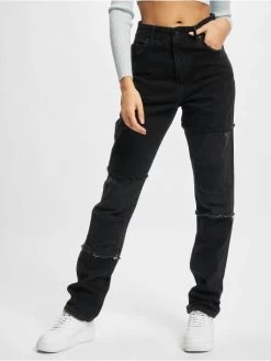 Pegador Damen Straight Fit Jeans Lodi Wide Patchwork In Schwarz