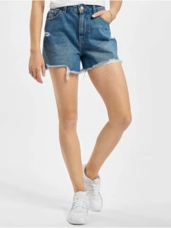 Pieces Damen Shorts PcAva Mid Waist Destroy In Blau