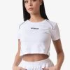Damen T-Shirt Contrast Piping Crop In Weiß -Modegeschäft für Damen project x paris t shirt weiss 753723