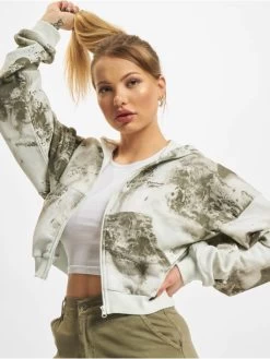 Reebok Damen Zip Hoodie CL Cloud Splatter Fullzi In Khaki