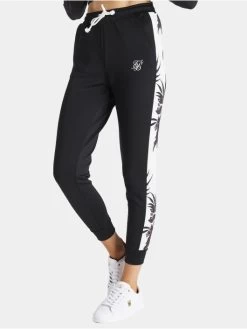 Damen Jogginghose Retro Fire In Schwarz