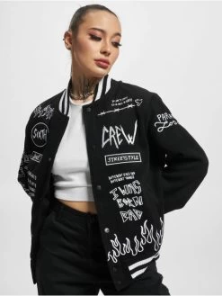 SIXTH JUNE Damen College Jacke Crew Custom In Schwarz