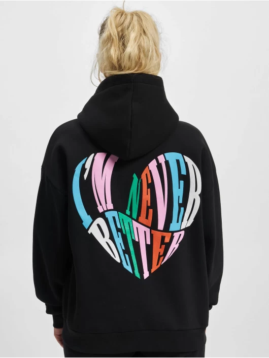 Damen Hoody Heart Slogan Puff Print In Schwarz 4 Damen Hoody Heart Slogan Puff Print In Schwarz – Bild 2