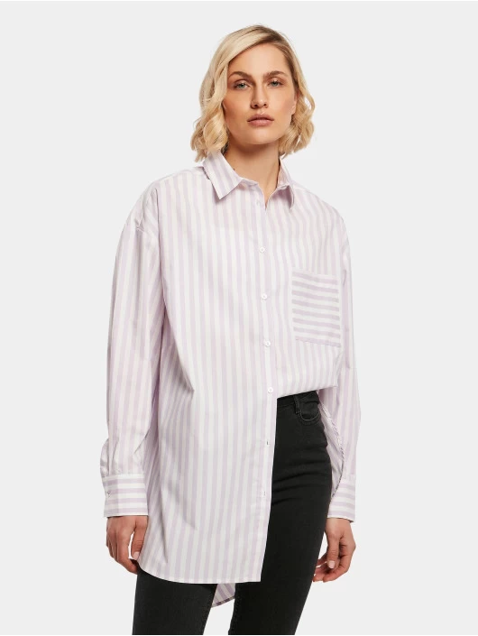 URBAN CLASSICS Damen Bluse Ladies Oversized Stripe In Weiß 3 URBAN CLASSICS Damen Bluse Ladies Oversized Stripe In Weiß