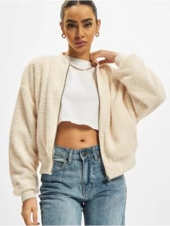 URBAN CLASSICS Damen Bomberjacke Ladies Oversized Sherpa In Beige