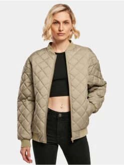 URBAN CLASSICS Damen Bomberjacke Ladies Oversized Diamond Quilted Bomber In Khaki