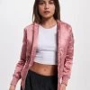 URBAN CLASSICS Damen Bomberjacke Satin Bomber In Rosa -Modegeschäft für Damen urban classics bomberjacke rosa 263890