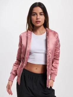 URBAN CLASSICS Damen Bomberjacke Satin Bomber In Rosa