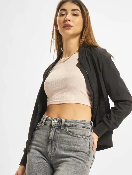 URBAN CLASSICS Damen Bomberjacke Ladies Light Bomber In Schwarz 3 URBAN CLASSICS Damen Bomberjacke Ladies Light Bomber In Schwarz