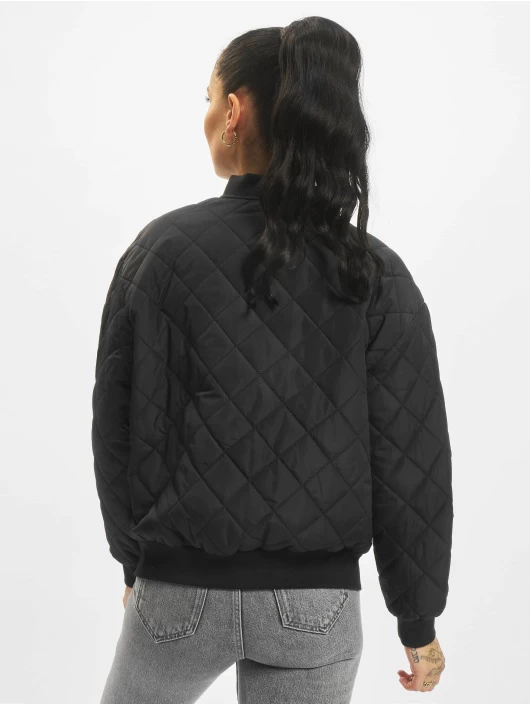 URBAN CLASSICS Damen Bomberjacke Ladies Oversized Diamond In Schwarz 4 URBAN CLASSICS Damen Bomberjacke Ladies Oversized Diamond In Schwarz – Bild 2