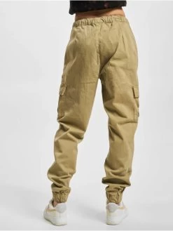 URBAN CLASSICS Damen Cargohose Ladies High Waist Comfort Jogging In Beige -Modegeschäft für Damen urban classics cargohose beige 900278 1