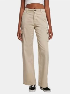 URBAN CLASSICS Damen Cargohose Ladies High Waist In Khaki