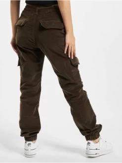 URBAN CLASSICS Damen Cargohose Ladies High Waist In Olive -Modegeschäft für Damen urban classics cargohose olive 798967 1