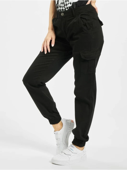 URBAN CLASSICS Damen Cargohose Ladies High Waist Cargo In Schwarz 3 URBAN CLASSICS Damen Cargohose Ladies High Waist Cargo In Schwarz