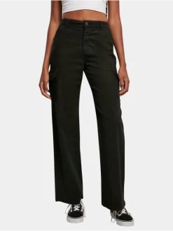 URBAN CLASSICS Damen Cargohose Ladies In Schwarz