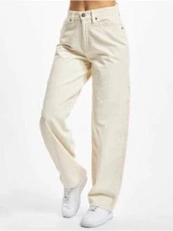 URBAN CLASSICS Damen Chino Ladies High Waist 90´s Wide Leg Corduroy In Beige