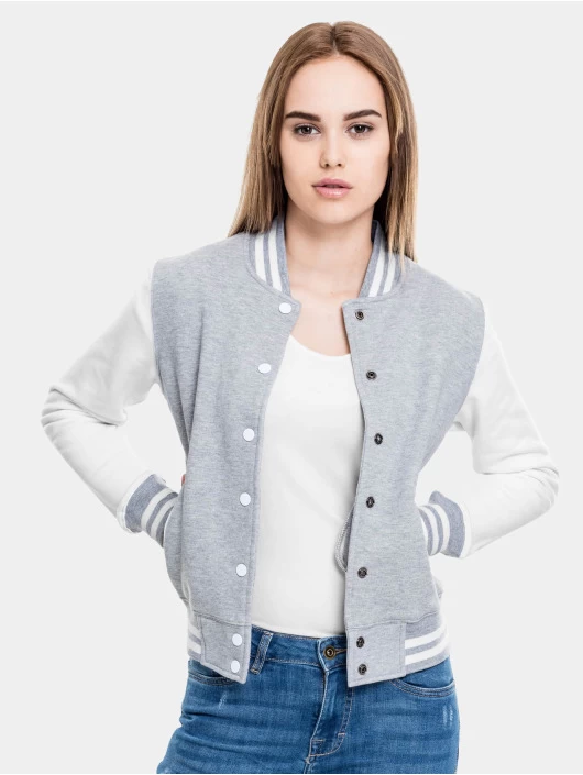 URBAN CLASSICS Damen College Jacke Ladies 2-Tone In Grau 3 URBAN CLASSICS Damen College Jacke Ladies 2-Tone In Grau