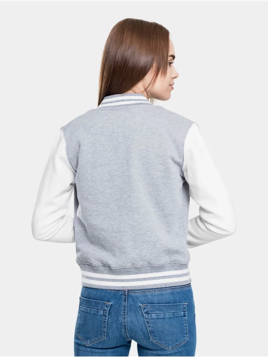 URBAN CLASSICS Damen College Jacke Ladies 2-Tone In Grau 4 URBAN CLASSICS Damen College Jacke Ladies 2-Tone In Grau – Bild 2
