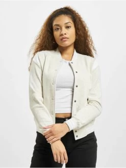 URBAN CLASSICS Damen College Jacke Inset College In Grau