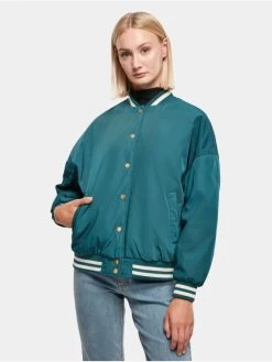 URBAN CLASSICS Damen College Jacke Ladies Oversized Recycled In Grün