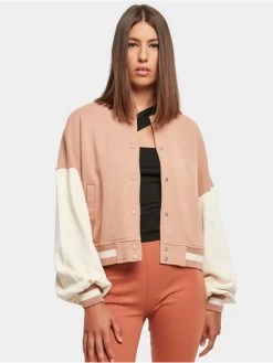 URBAN CLASSICS Damen College Jacke Ladies Oversized 2 Tone In Rosa