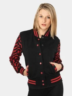 URBAN CLASSICS Damen College Jacke Zebra 2-Tone In Schwarz