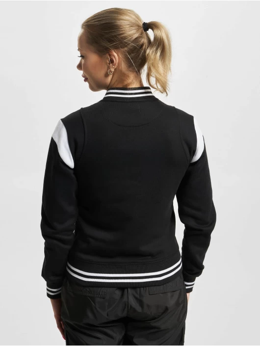 URBAN CLASSICS Damen College Jacke Inset In Schwarz 4 URBAN CLASSICS Damen College Jacke Inset In Schwarz – Bild 2