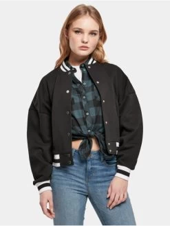 URBAN CLASSICS Damen College Jacke Ladies Oversized In Schwarz