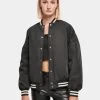 URBAN CLASSICS Damen College Jacke Ladies Oversized Recycled In Schwarz -Modegeschäft für Damen urban classics college jacke schwarz 916993