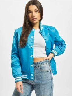 URBAN CLASSICS Damen College Jacke Ladies Shiny In Türkis