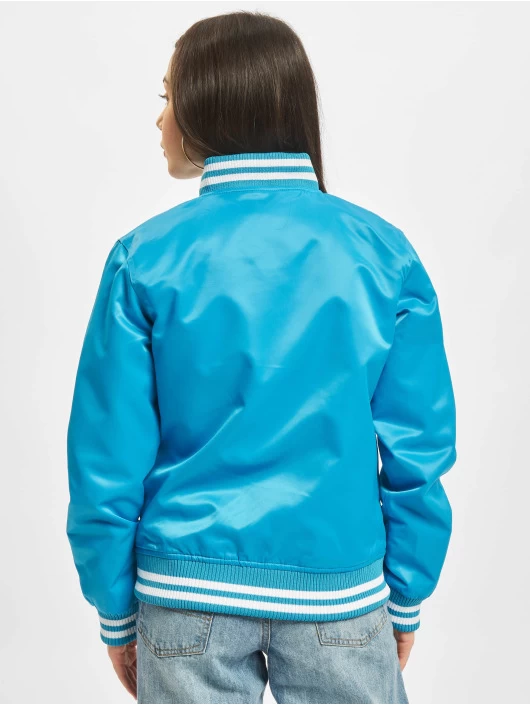 URBAN CLASSICS Damen College Jacke Ladies Shiny In Türkis 4 URBAN CLASSICS Damen College Jacke Ladies Shiny In Türkis – Bild 2