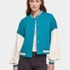 URBAN CLASSICS Damen College Jacke Ladies Oversized 2 Tone Terry In Türkis -Modegeschäft für Damen urban classics college jacke tuerkis 952276