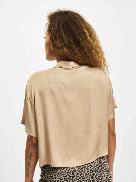 URBAN CLASSICS Damen Hemd Ladies SS Viscose Satin Resort In Beige 4 URBAN CLASSICS Damen Hemd Ladies SS Viscose Satin Resort In Beige – Bild 2