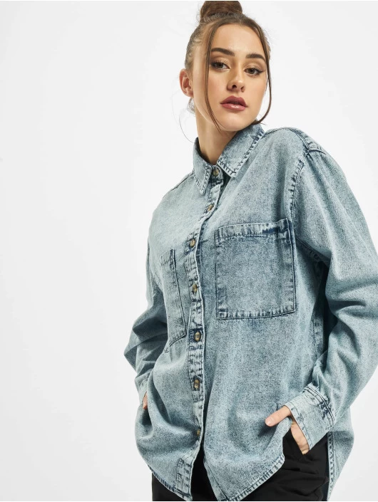 URBAN CLASSICS Damen Hemd Oversized In Blau 3 URBAN CLASSICS Damen Hemd Oversized In Blau