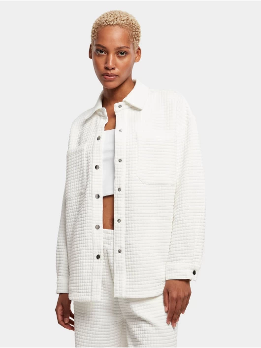 URBAN CLASSICS Damen Hemd Ladies Quilted Sweat In Weiß 3 URBAN CLASSICS Damen Hemd Ladies Quilted Sweat In Weiß