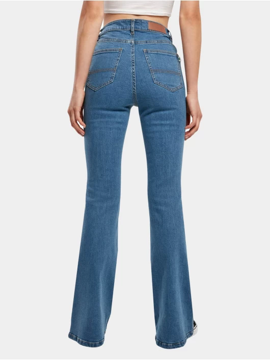 URBAN CLASSICS Damen High Waist Jeans Ladies Organic High Waist Flared In Blau 4 URBAN CLASSICS Damen High Waist Jeans Ladies Organic High Waist Flared In Blau – Bild 2