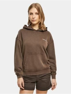 URBAN CLASSICS Damen Hoody Ladies Small Embroidery Terry In Braun